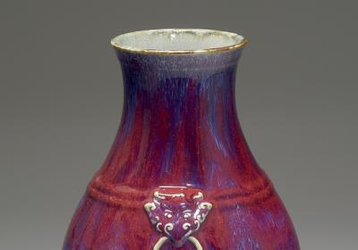 图片[3]-Vase with animal-shaped handles and linear pattern in glaze imitating Jun ware, Qing dynasty, Yongzheng reign (1723-1735)-China Archive